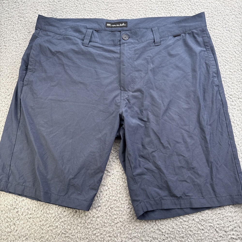 Travis Mathew Golf Shorts Mens 40 Blue Plaid Stretch Performance Chino